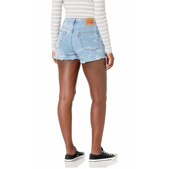 Levi's 501 Original Shorts High Rise Jean Cut Off Bleached Short - Picture 12 of 12